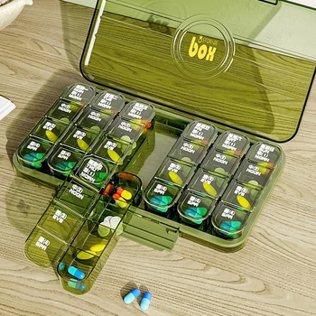 Коробка для таблеток Органайзер на 7 дней 21/28 сеток 3 раза в день Переносной для путешествий с большими отделениями для витаминов, лекарств, рыбьего жира