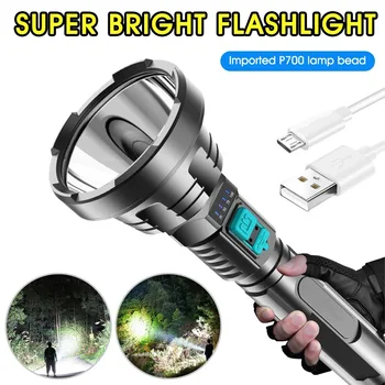Портативный USB светодиодный фонарик с сильным освещением, водонепроницаемая лампа, мощная светодиодная лампа дальнего действия для тактической охоты, кемпинга, рыбалки
