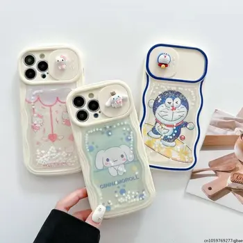 Sanrio Hello Kitty Cinnamoroll Doraemon Зыбучие Пески С Раздвижным Окном Чехол для Телефона для iPhone 14 13 12 11 Pro Max 14 Pro Задняя Крышка