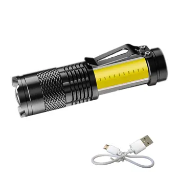Портативный Перезаряжаемый светодиодный фонарик с зумом XPE Q5 COB Flash Light Фонарь-фонарик 3 режима освещения Походный фонарь Мини Светодиодный фонарик