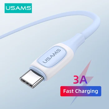 USAMS 3A USB Type C Кабель для Samsung Xiaomi POCO Quick Charge 3.0 Быстрая Зарядка USB C Кабель для Передачи данных Chager Кабель для Huawei Oneplus