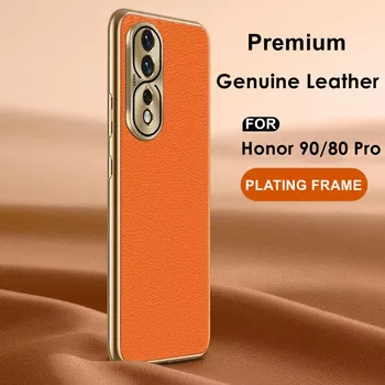 Новый кожаный чехол для телефона Real Geniune для Huawei Honor 90 Pro, покрытый 90 % кориумом, чехол-бампер для Honor 80 Pro Ultimate Mobile Case