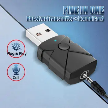 5 В 1 приемник Bluetooth 5.2 беспроводной USB-адаптер 3,5 мм аудиоприемник/передатчик для телевизора ПК Автомобильный динамик AUX Подключи и играй