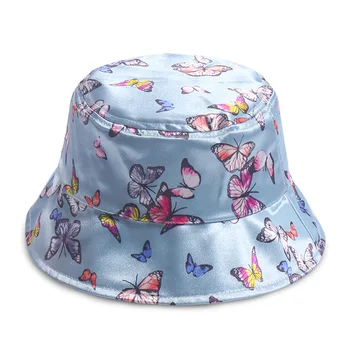 Атласные шляпы-ведра с бабочками Для женщин, девочек, Осенняя панама, мужская Уличная одежда для рыбалки, Складная Хлопковая шляпа для рыбаков