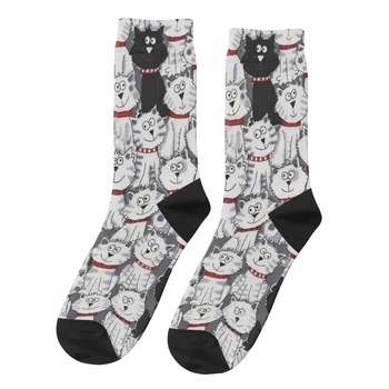 Cuties Happy Мужские носки в стиле ретро с изображением кота и животных в стиле хип-хоп Crazy Crew Подарочный носок с рисунком