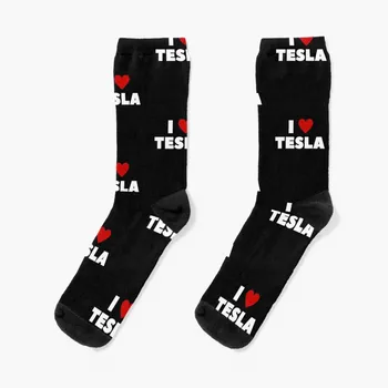 Я люблю носки Tesla, спортивные носки, мужские чулки, мужские хлопчатобумажные носки, мужские