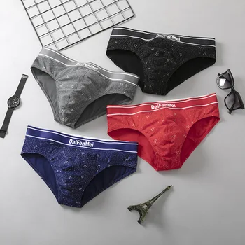 Новые мужские трусики из чистого хлопка с индивидуальным 3D принтом, трусы-бандажи со средней талией, сексуальные спортивные бесследные дышащие шорты