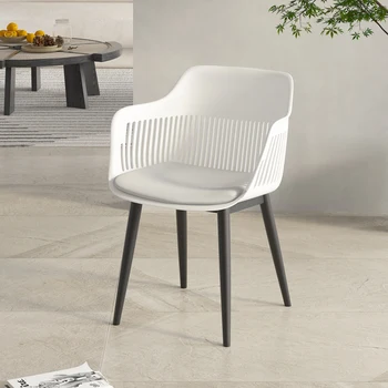 Скандинавские Пластиковые стулья для столовой С высокими подлокотниками, Современные Эргономичные Офисные Кожаные стулья для гостиной, мебель Silla Comedor