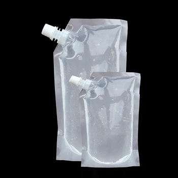 Прозрачный мини-мешочек для напитков с воронкой для путешествий / пляжа, Пластиковый чехол для хранения продуктов, Женский крем для лица, складной футляр
