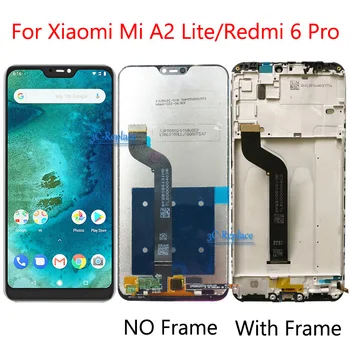 Черный 5,84 дюйма Для Xiaomi Mi A2 Lite ЖК-дисплей С Сенсорным Экраном и Дигитайзером В Сборе / С Рамкой Для Xiaomi Redmi 6 Pro