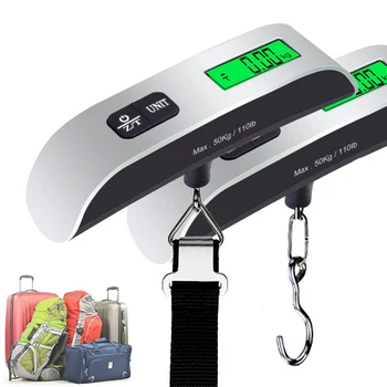 1 шт. Портативные весы с цифровым ЖК-дисплеем 110 фунтов/50 кг, Электронный багаж, подвесной чемодан, дорожный баланс для взвешивания багажа