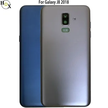 Задняя крышка батарейного отсека корпуса J810 для Samsung Galaxy J8 2018 J8 Plus Задняя крышка телефона с кнопкой включения и стеклом камеры