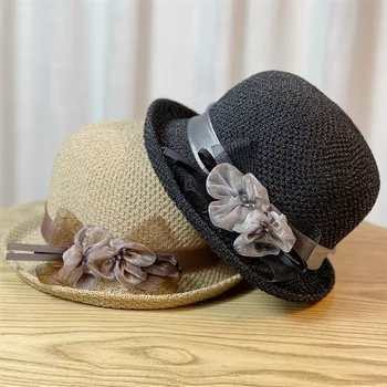 Шляпа рыбака с британским цветком, женская летняя тонкая дышащая модная универсальная солнцезащитная шляпа Tide, маленький фигурный цилиндр, женский