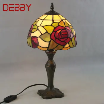 Настольная лампа DEBBY Tiffany, Креативные современные цветы, Стеклянная прикроватная тумбочка, декор для дома, гостиной, спальни отеля