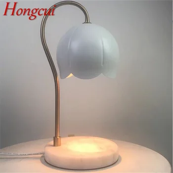 Современные настольные лампы Hongcui, мраморная свеча, настольная лампа LED для дома, креативное украшение спальни в отеле