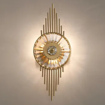2023 НОВЫЙ роскошный фон, Золотой декоративный светодиодный настенный светильник, гостиная, прикроватная тумбочка для спальни, Хрустальный проход, внутреннее освещение для дома