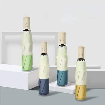 Корейский креативный автоматический трехстворчатый боковой зонт, складывающийся, самораскрывающийся выдвижной зонт