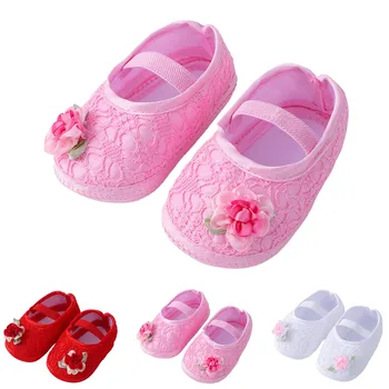 Детская обувь с 3D цветами, модное платье для маленьких девочек, обувь принцессы, первые ходунки, мягкая подошва, дышащая противоскользящая обувь для малышей