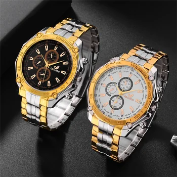Роскошные Золотые Металлические Часы Wirst Мужские 2023 Деловое Платье Кварцевые Наручные Часы На Стальной Цепочке Мужские Часы Relogio Masculino Men Relojes