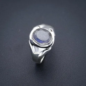 Кольцо из натурального лабрадорита StarGems ручной работы из серебра 925 пробы 9.25 F0173