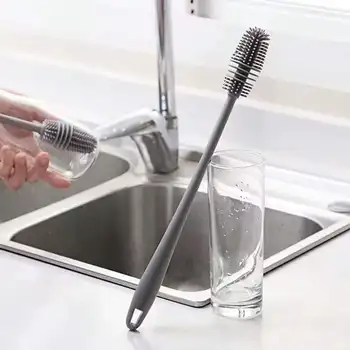 Силиконовая щетка для бутылочек, щетка для чистки с длинной ручкой, бытовые полезные средства для чистки посуды, принадлежности для кормления