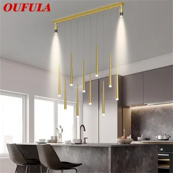 Подвесной светильник OUFULA Nordic Современные светодиодные золотые лампы с прожекторами для украшения домашней столовой