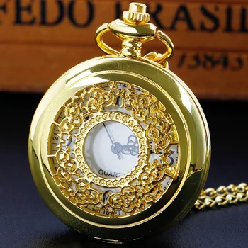 Золотые Медные полые резные белые поверхностные весы Кварцевые карманные часы Старомодная Цепочка Кулон Карманный Таймер Подарок reloj de bolsillo