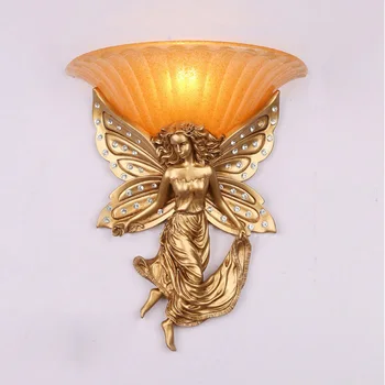 Настенный светильник Butterfly Angel в стиле ретро, Европейская гостиная, настенный светильник, спальня, Вилла, Инженерный Проход, Фоновая Настенная Прикроватная лампа