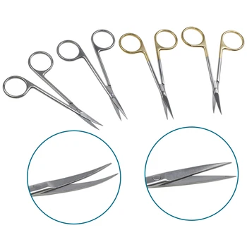 Офтальмологические Ножницы с зазубренной головкой, Офтальмологический инструмент для глаз с изогнутой прямой головкой