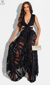 VAZN 2021 Новая сеть Праздничное Длинное платье с открытыми плечами и открытой спиной, Молодежное Сексуальное Женское платье Макси с высокой талией, Vestido