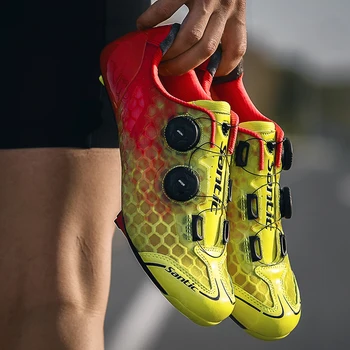 Мужская велосипедная обувь Santic из углеродного волокна, обувь для шоссейных велосипедов, Дышащая самоблокирующаяся Спортивная велосипедная обувь PRO Racing Team 2020
