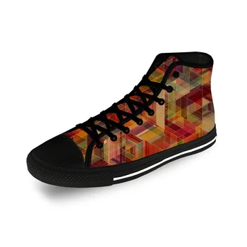 Многоцветная повседневная ткань с геометрическим рисунком, Модная парусиновая обувь с 3D-принтом, мужские и женские легкие дышащие кроссовки