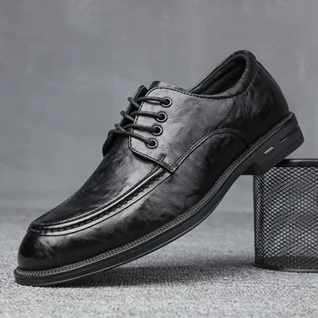 Новая Кожаная Повседневная Обувь для Мужчин Итальянского Типа, Модельные туфли в Деловом стиле, Уличные Удобные Туфли-Дерби на шнуровке Для Отдыха