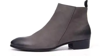 Осенне-зимние мужские ботинки с высоким берцем, мужская обувь из натуральной кожи с острым носком, зимние официальные мужские ботинки