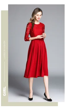 Весна Лето, винтажное Черно-красное вечернее платье для вечеринки, Офисное женское кружевное платье с вышивкой, Элегантное облегающее платье