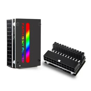 1шт RGB ATX 24Pin 90-градусный разъем Адаптер Рулевая головка Блок питания ПК Материнская плата компьютера Вспомогательная Проводка Артефакт