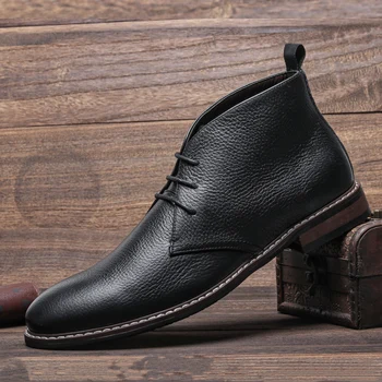 Мужские ботинки из натуральной кожи, модные удобные кожаные ботинки бренда 2023 года # KD585