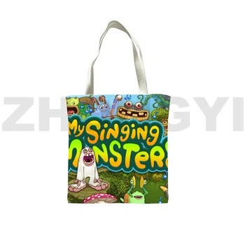 Популярная 3D игра My Singing Monsters Складная сумка для покупок Мультяшная милая сумка-тоут для женщин, сумки, большая холщовая сумка через плечо
