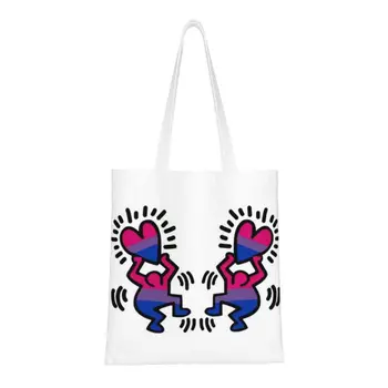 Холщовая хозяйственная сумка Haring Crazy Dancer с граффити, женская сумка для покупок, прочные продукты, Абстрактные геометрические сумки Keiths Tote для покупок