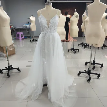 Свадебное платье из тюля А-силуэта SoDigne 2022, очаровательное свадебное платье без рукавов с V-образным вырезом, Vestido De Novia, сшитое на заказ