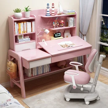 Письменный стол из массива дерева Простой домашний стол для спальни и кабинета Регулируемый детский письменный стол и стул письменный стол