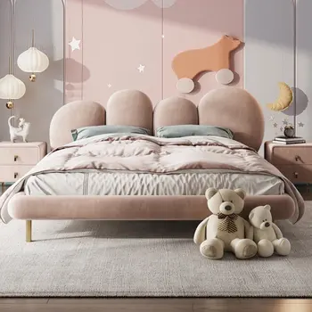 Итальянские легкие Каркасы из ткани с матовой технологией, современная Бытовая Двуспальная кровать, Креативная мебель для спальни Princess Bedstead
