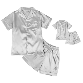 Летняя атласная пижама с короткими рукавами для мальчиков 4-10 лет - удобный шелковый пижамный комплект