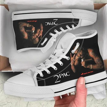 Горячий рэп 2pac Tupac All Мужская Женская Подростковая Высококачественная Классическая Парусиновая обувь с высоким берцем Повседневная Обувь для пары Модная Обувь на заказ